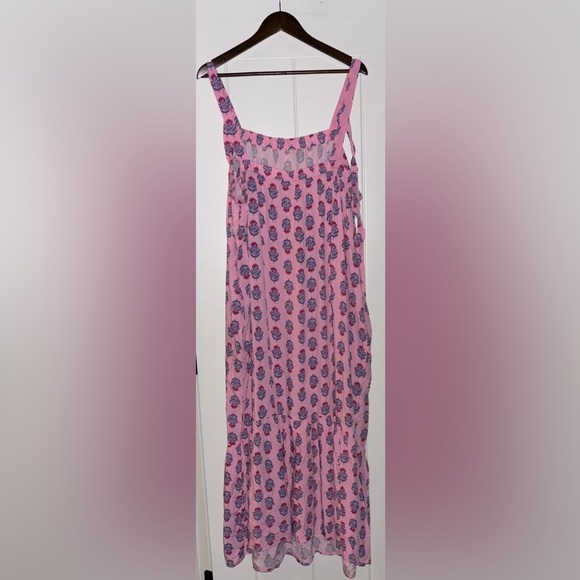 NEW Old Navy Pink Square Neck Tie-Back Cutout Floral Maxi Swing Size 3X Dress - Picture 2 of 10